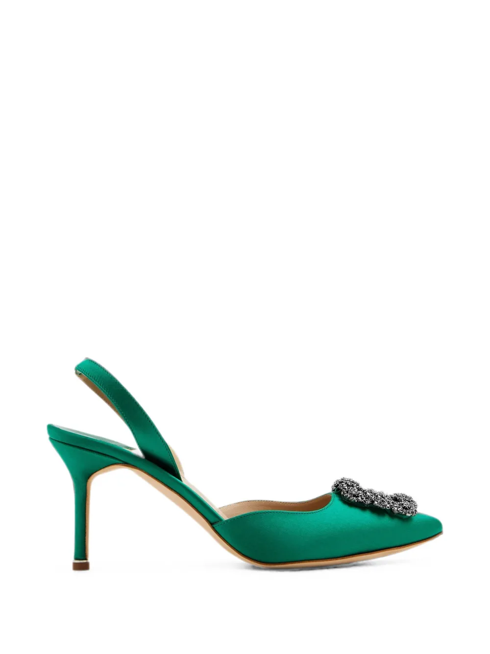 Manolo Blahnik Hangisli crystal-buckle slingback pumps Groen