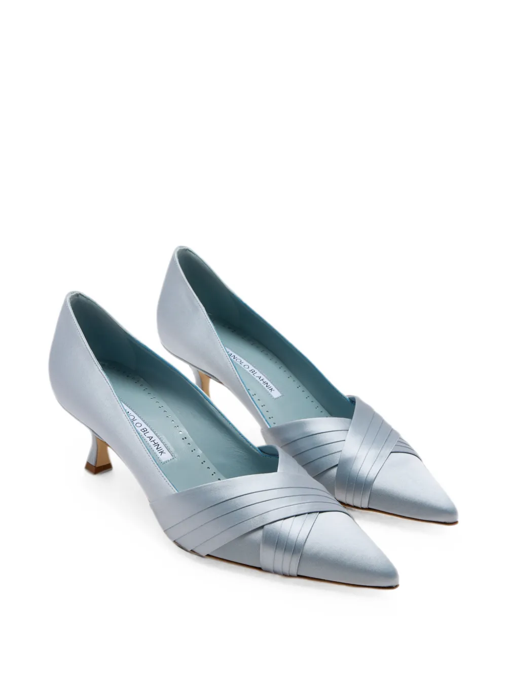 Manolo Blahnik Vieralo pumps met puntige neus en gekruiste bandjes Blauw