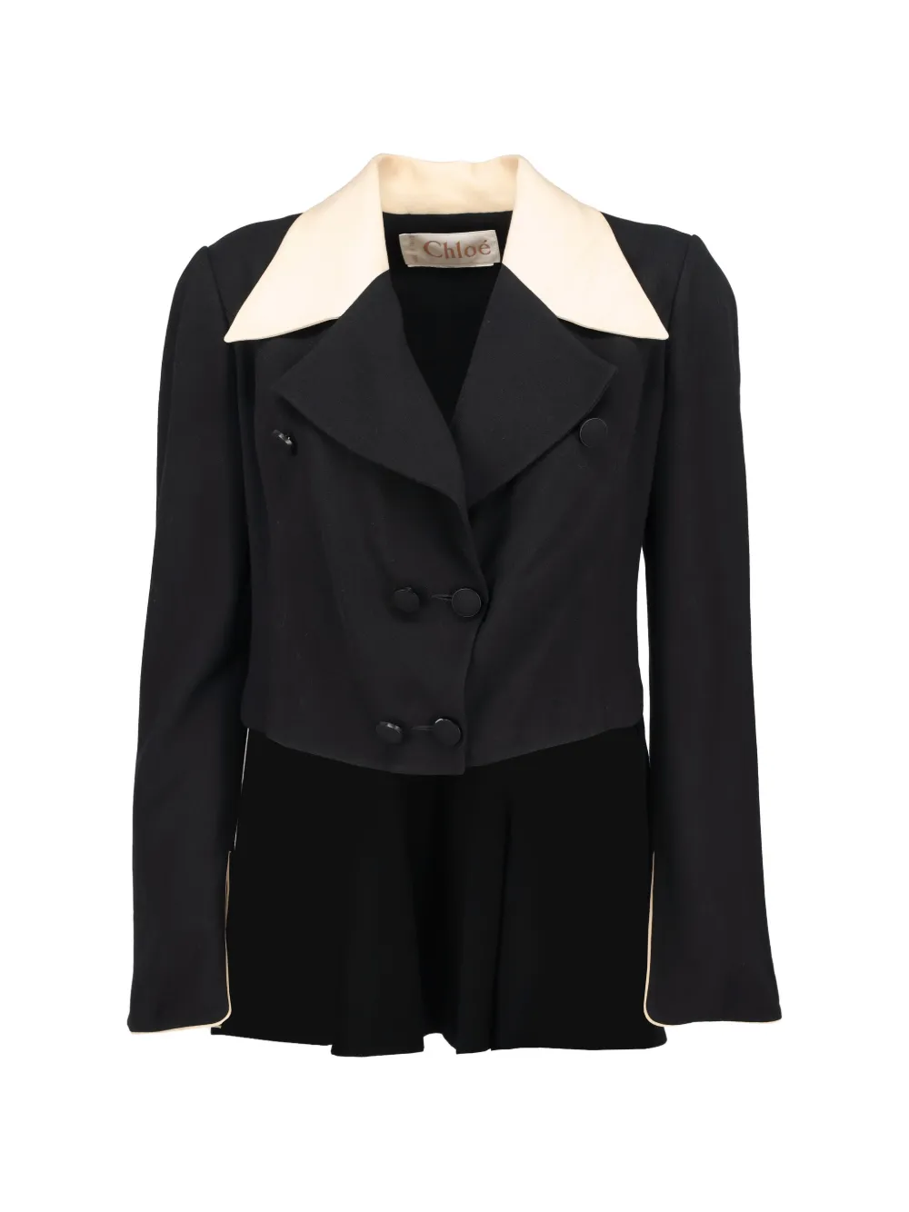 Chloé Pre-Owned Giacca crop con colletto a contrasto - Nero