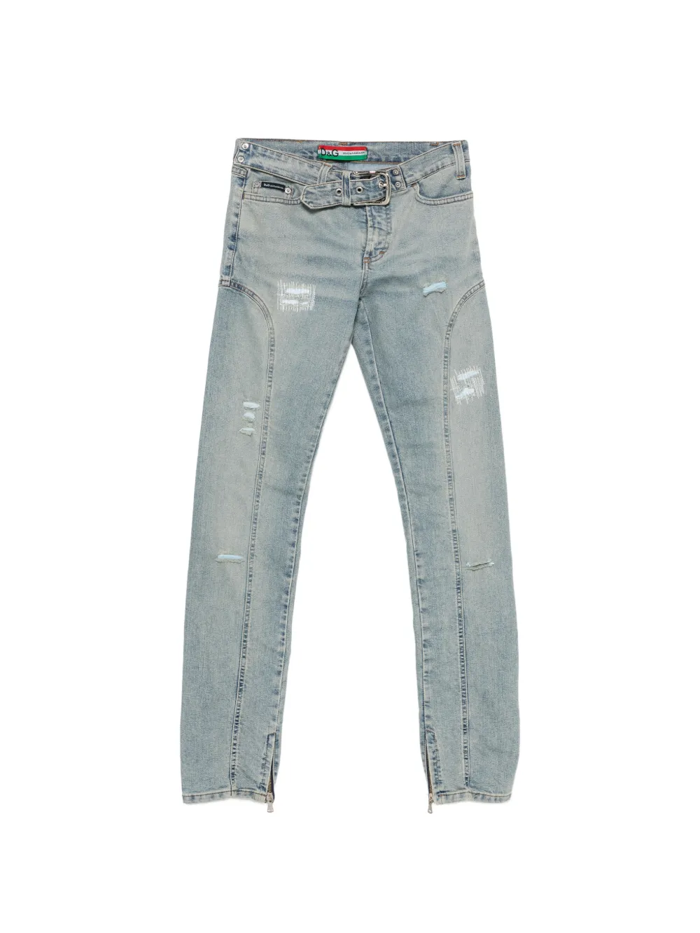 Dolce & Gabbana Pre-Owned 2000s belted distressed jeans - Blu