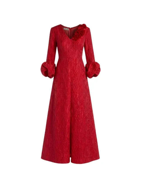 Baruni Fayha floral-embellished puff-sleeve maxi gown