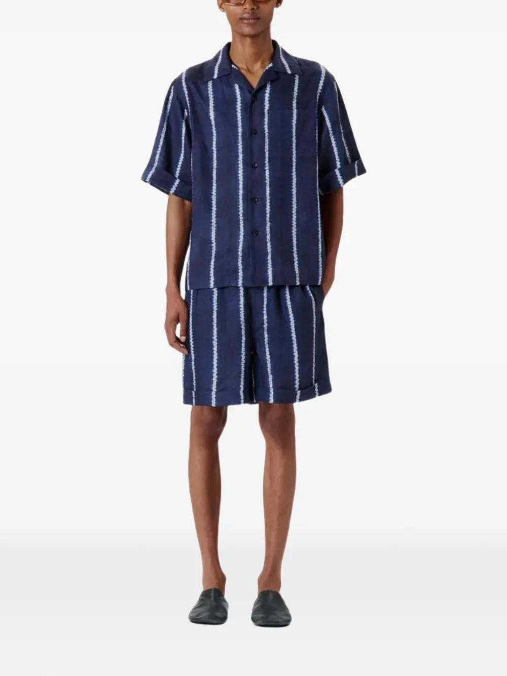 COMMAS Shibori stripe shorts Blauw