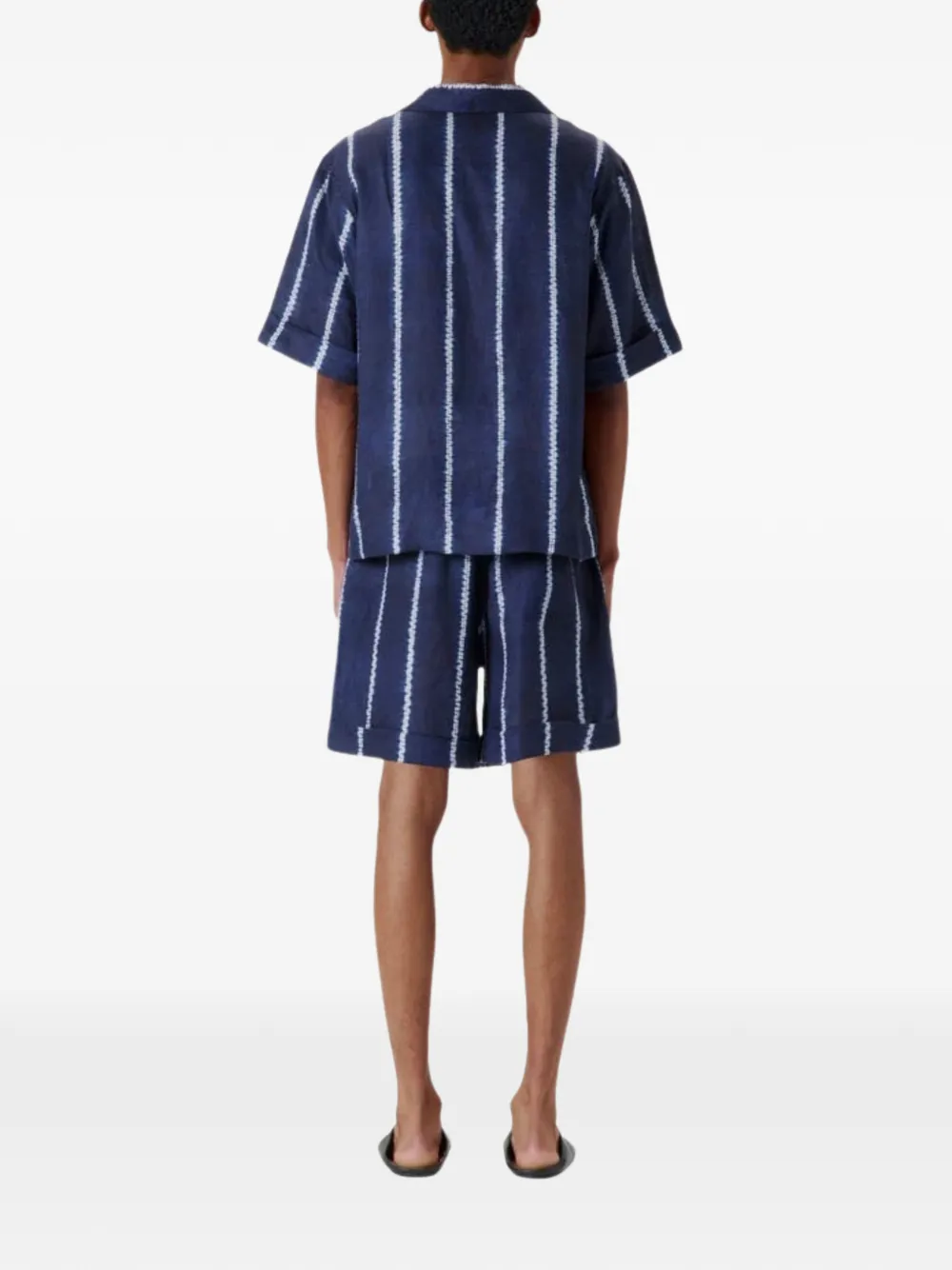COMMAS Shibori stripe shorts Blauw
