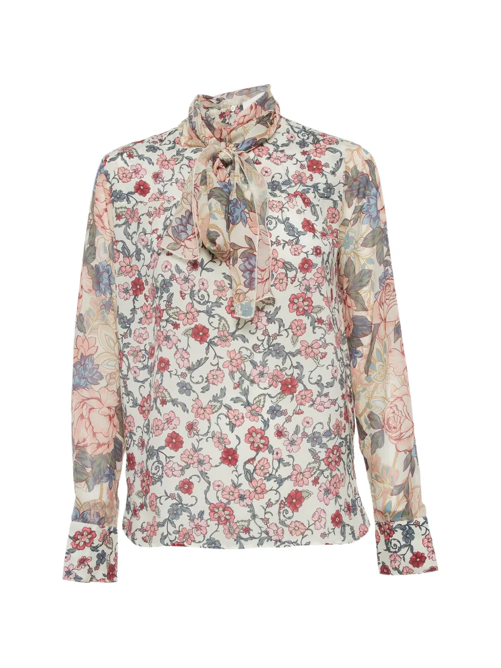 See By Chloé Vintage floral-print neck-tie blouse - Toni neutri