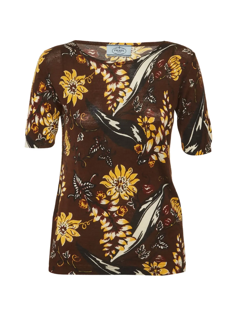 Prada Pre-Owned floral-print T-shirt - Marrone