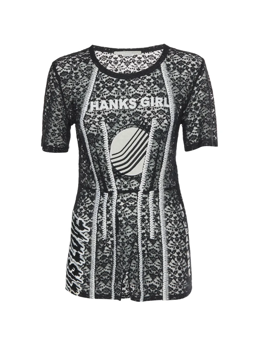 Pre-owned Stella Mccartney Lace Graphic-print T-shirt In Black
