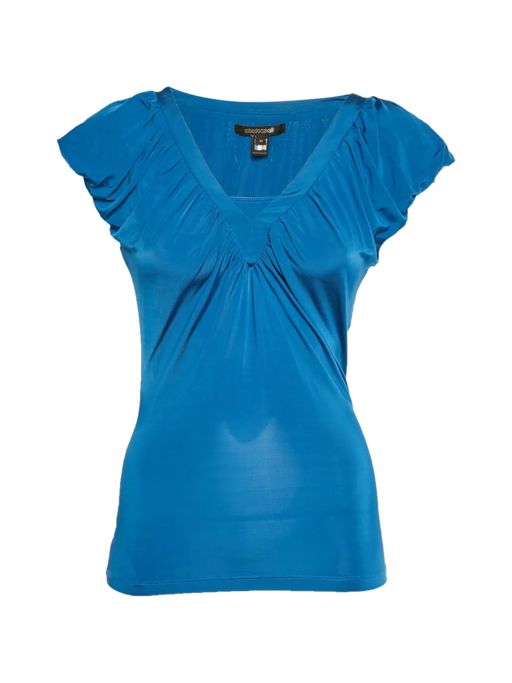 Roberto Cavalli Vintage ruched V-neck top - Blue