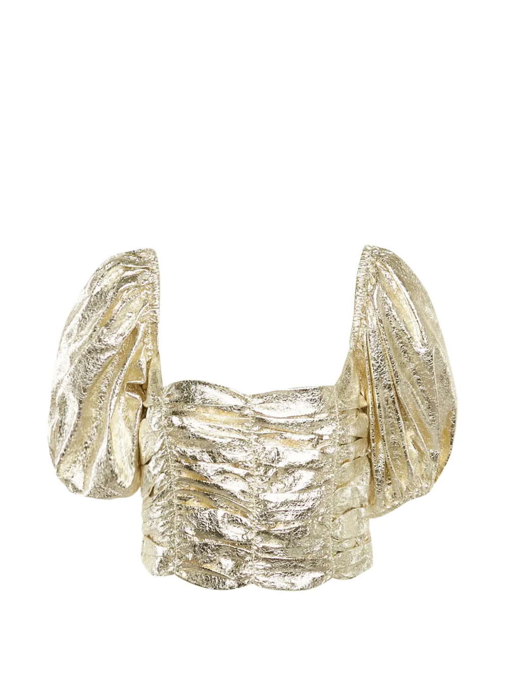 Georgia Alice Vegas ruched puff-sleeve crop top - Oro