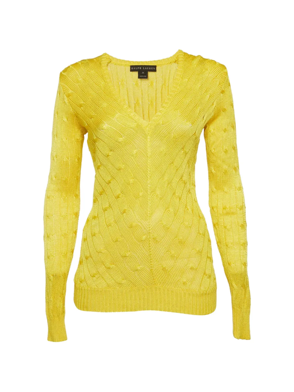 Ralph Lauren Vintage cable knit V-neck sweater - Giallo