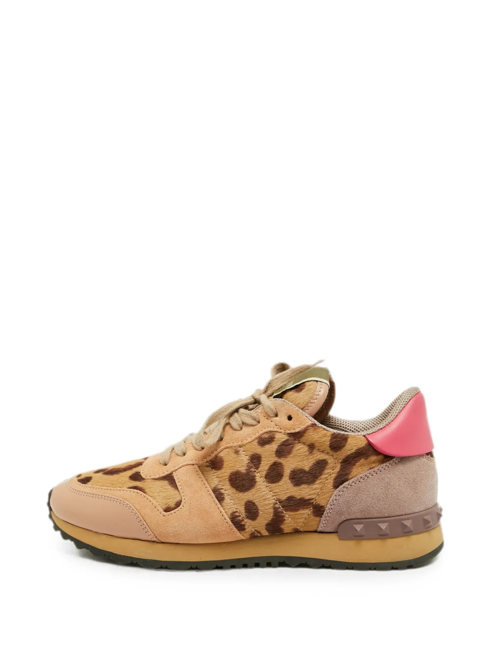 Valentino Garavani Pre-Owned Rockrunner leopard-print sneakers - Toni neutri