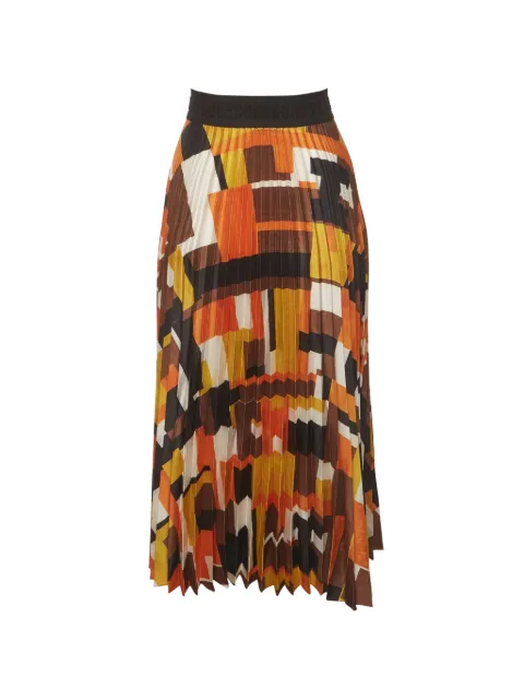Carolina Herrera Vintage abstract-print pleated midi skirt