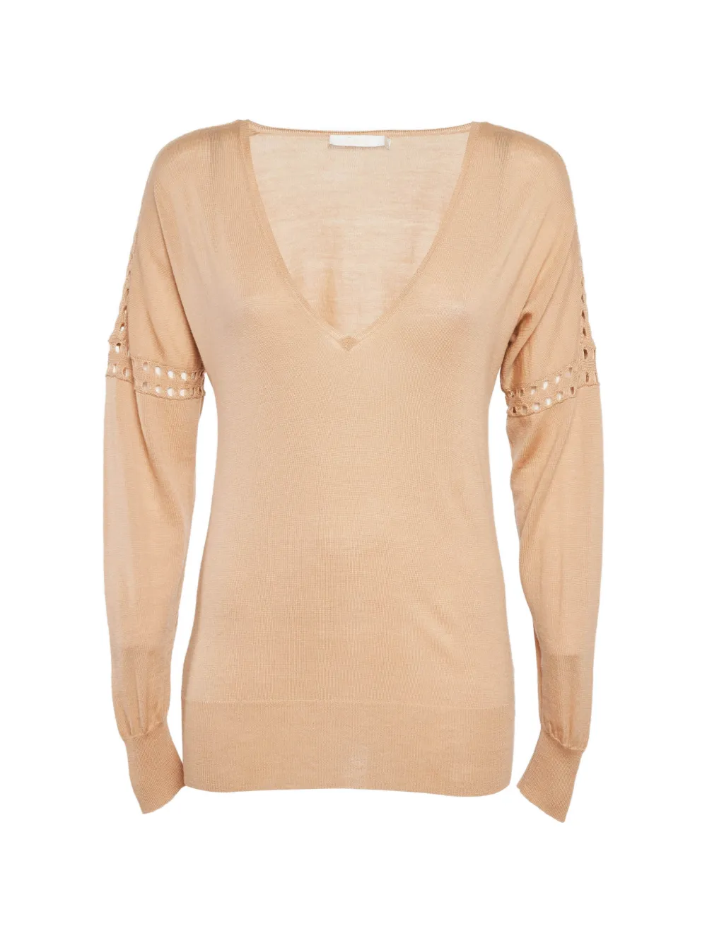 Chloé Pre-Owned eyelet-detail V-neck sweater - Toni neutri