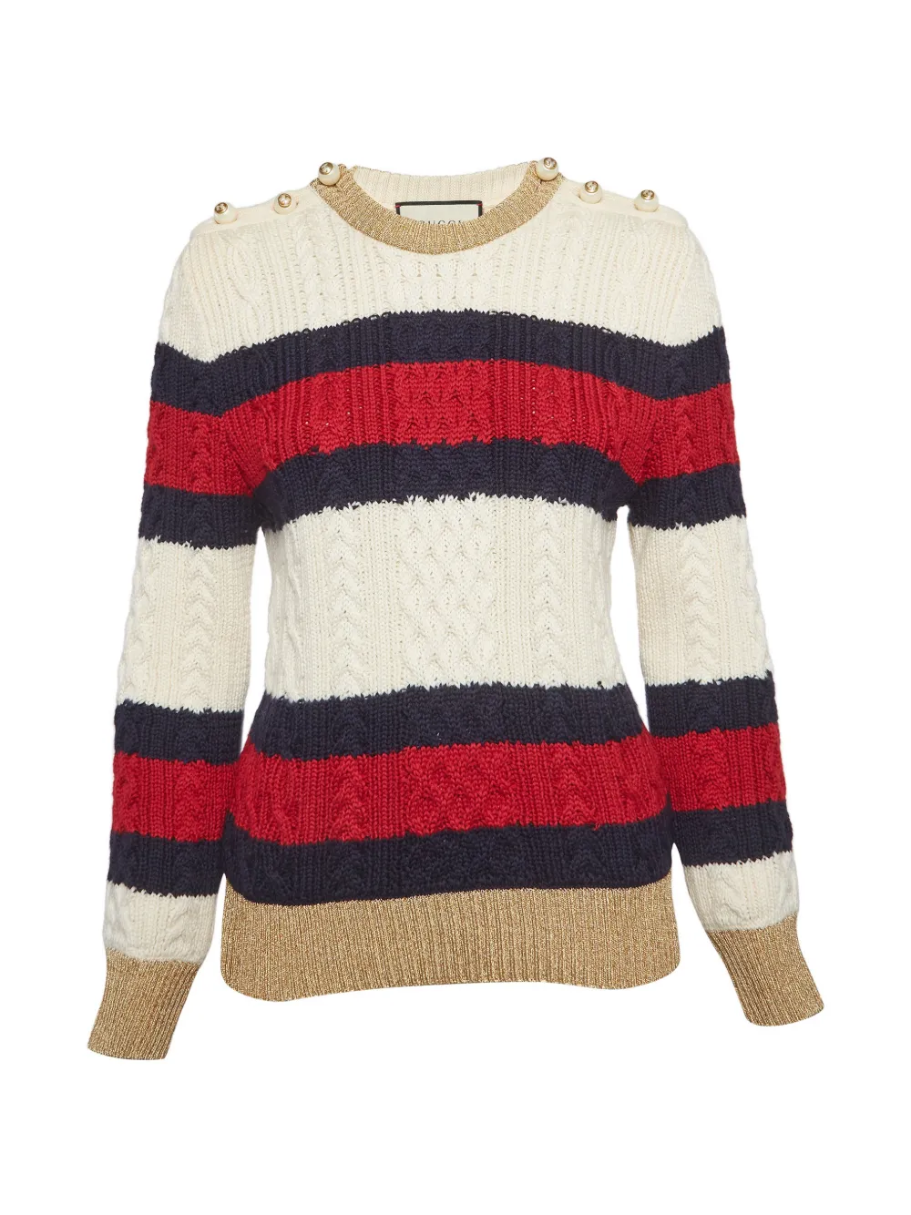 Gucci Pre-Owned striped cable-knit sweater - Bianco