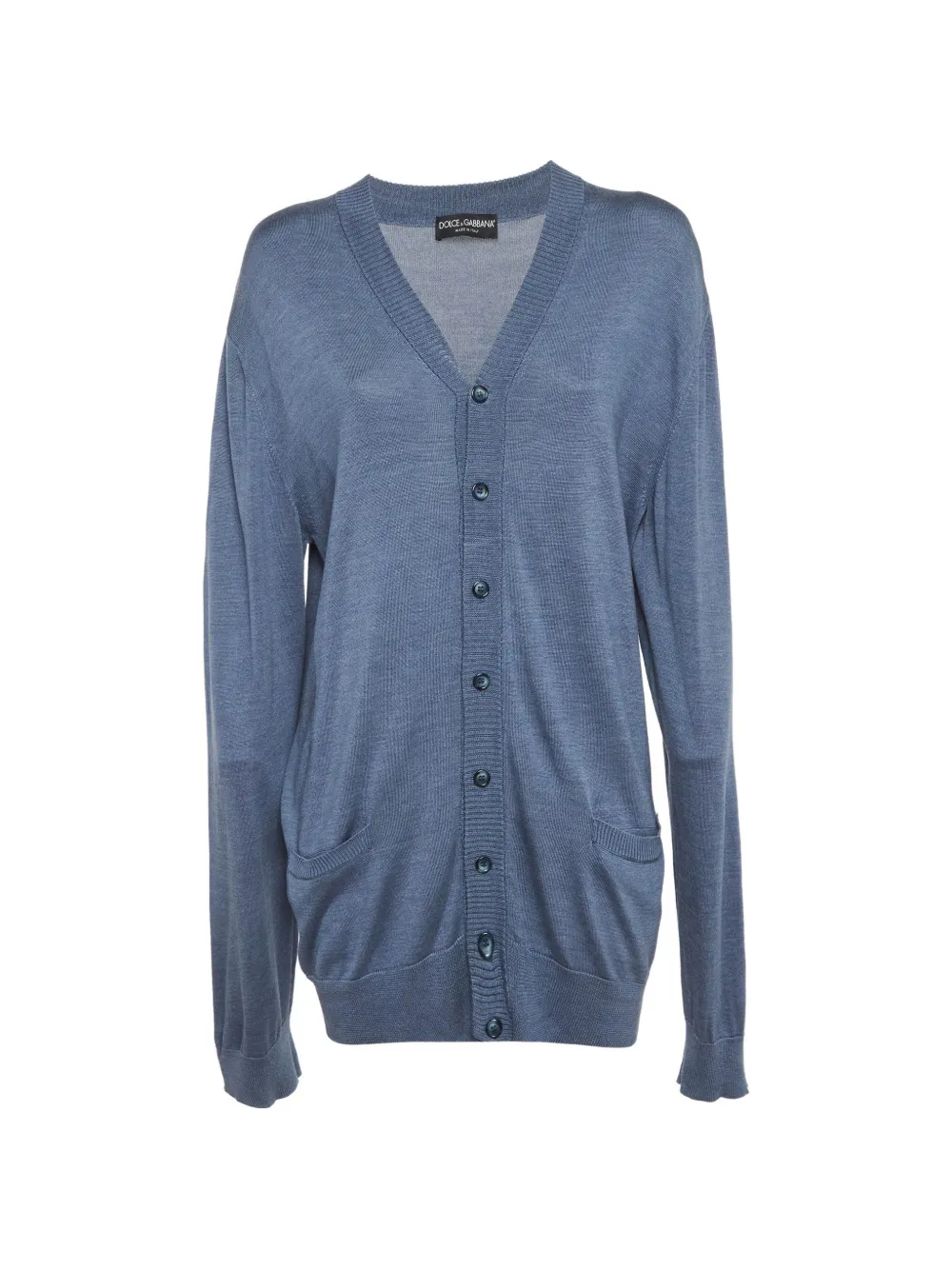 Pre-owned Dolce & Gabbana Silk Knit Cardigan In Blue