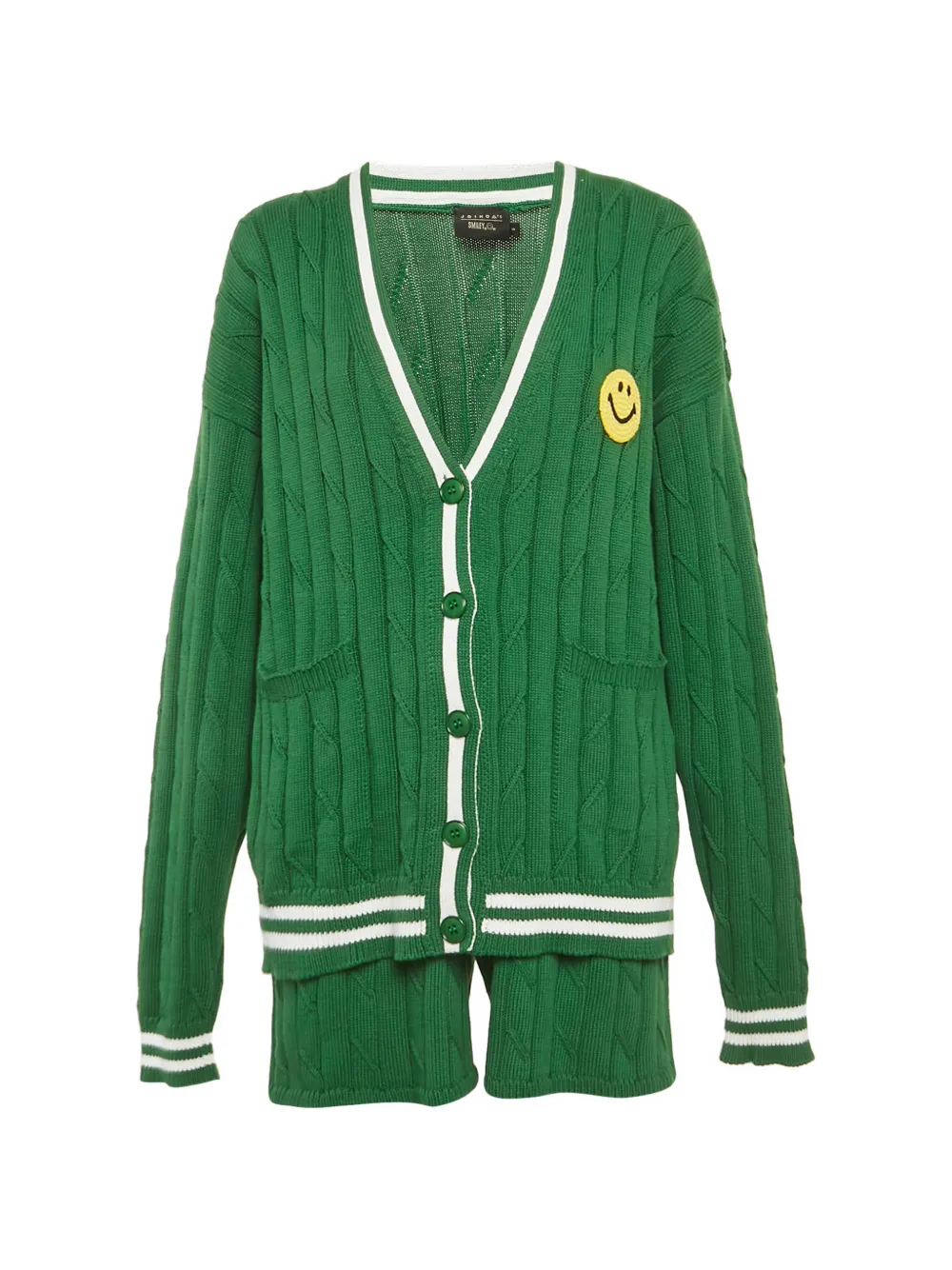 Joshua Sanders x Smiley cable-knit cardigan and shorts set - Verde
