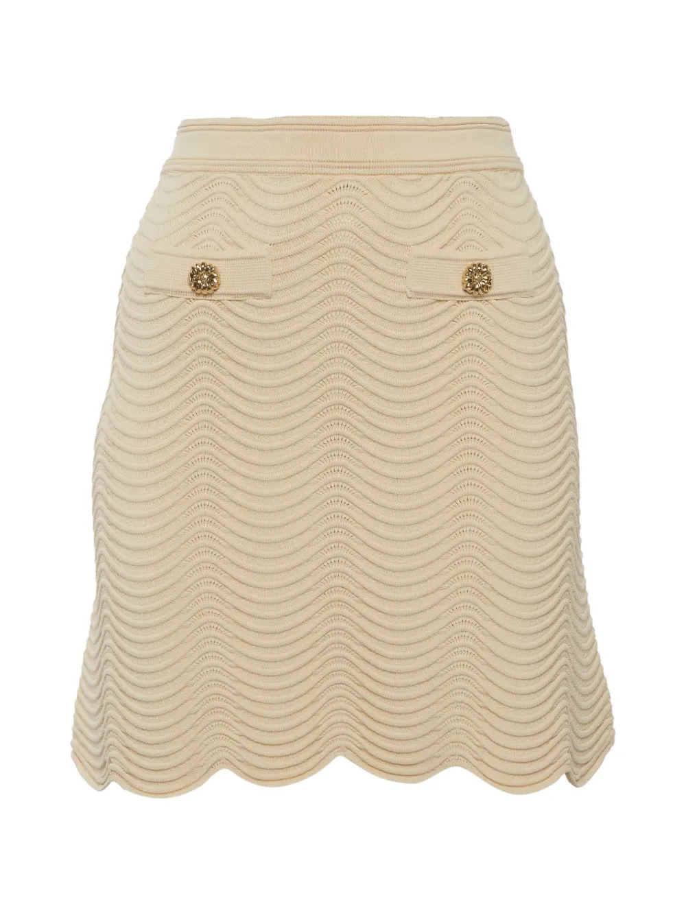 SANDRO textured-knit scalloped-hem mini skirt - Toni neutri