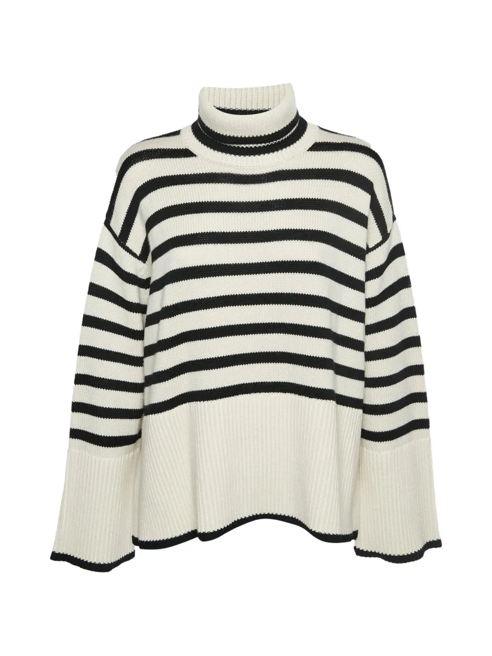 Pre-owned Totême Striped Turtleneck Sweater In White