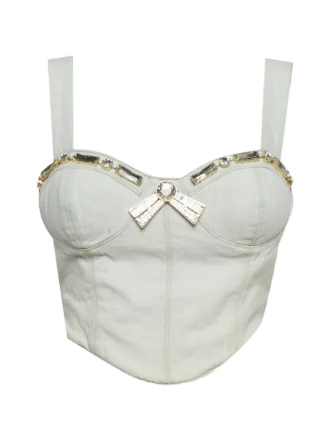 AREA crystal-embellished bustier crop top
