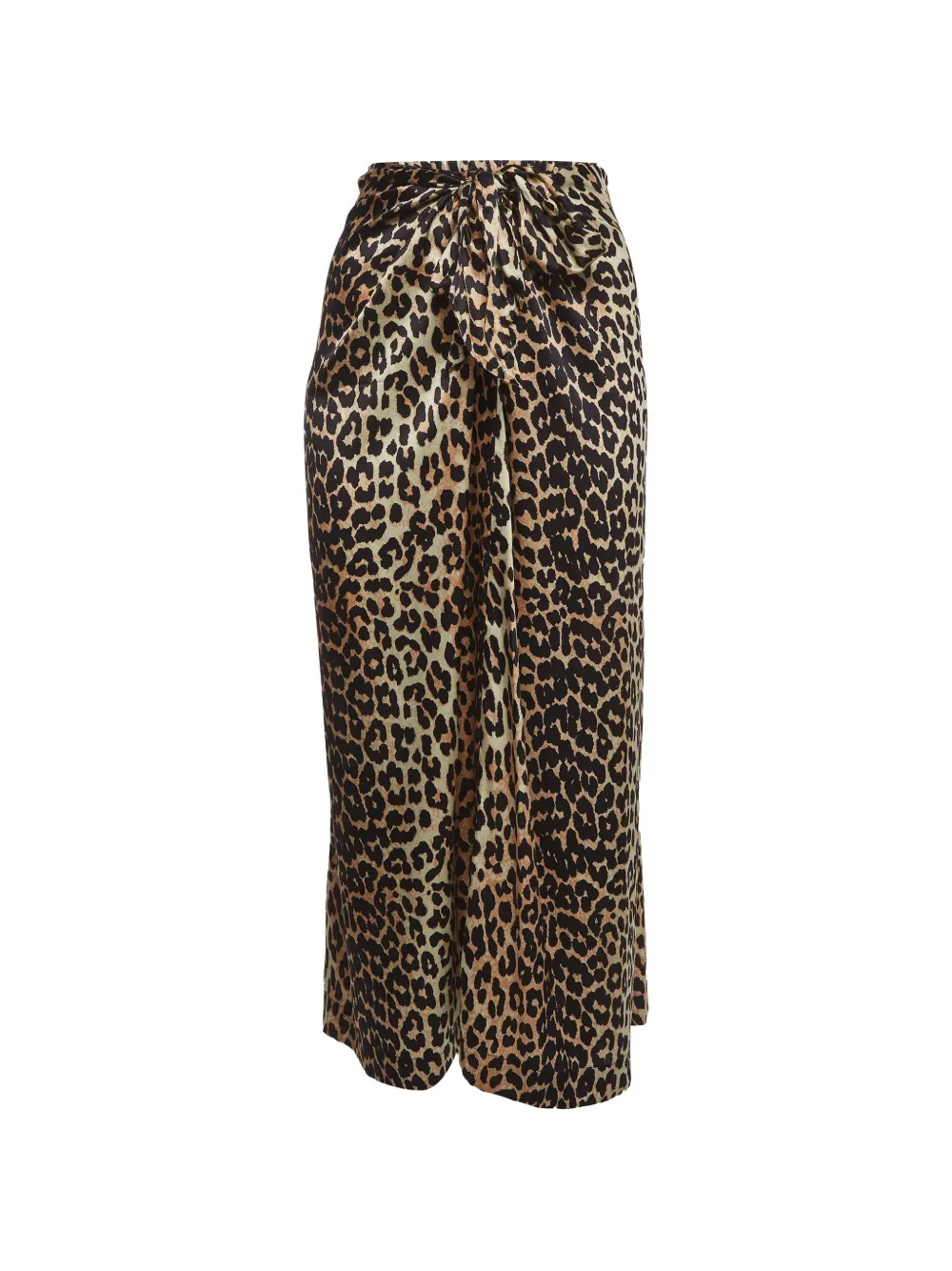 GANNI leopard-print knot-detail skirt - Nude