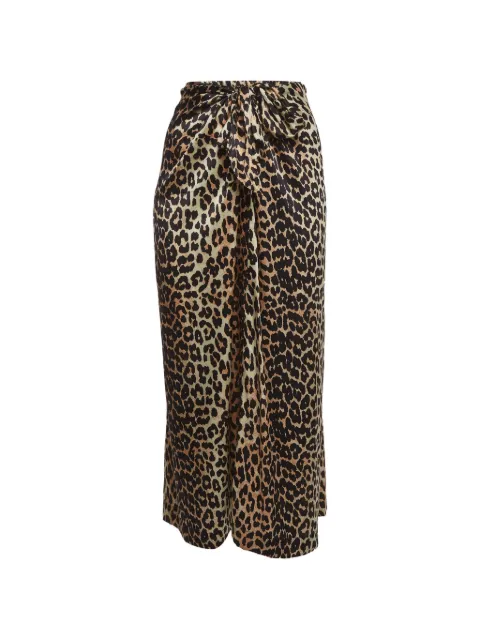GANNI falda con estampado de leopardo y detalle de nudo