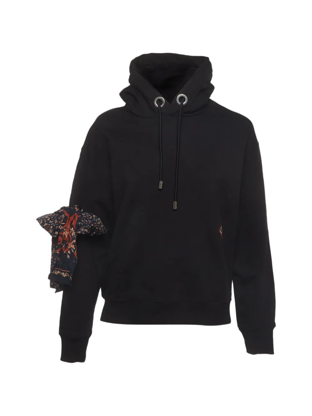Pre-owned Chloé Silk Scarf Detail Hoodie In Black