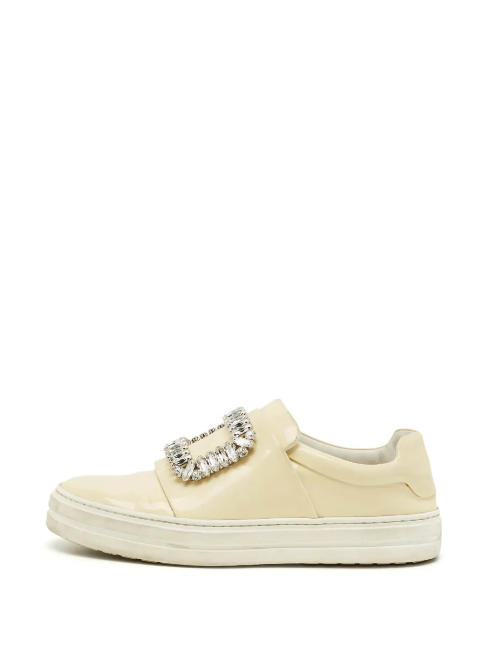 Roger Vivier Vintage Sneaky Viv crystal-embellished patent leather sneakers - Nude