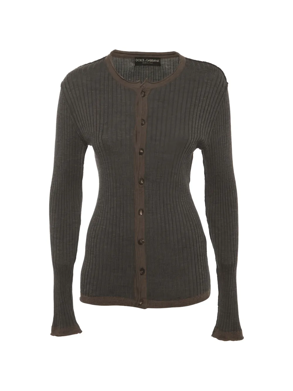 Pre-owned Dolce & Gabbana Rib-knit Cardigan In Brown