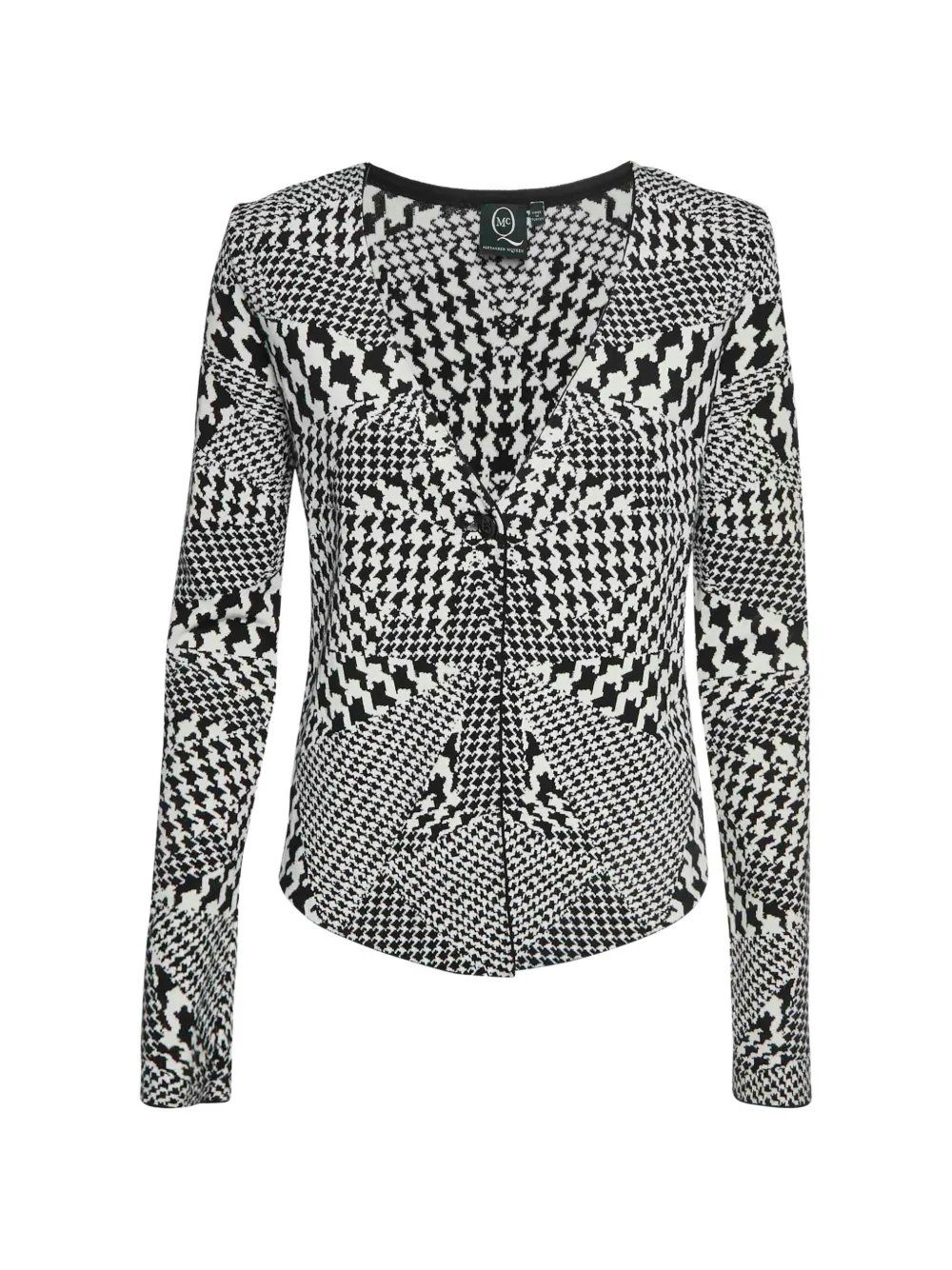 Alexander McQueen Pre-Owned houndstooth-pattern knitted cardigan - White