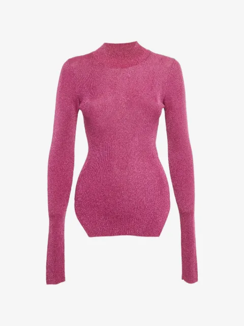 Thierry Mugler Pre-Owned 골지 니트 모크 넥 스웨터