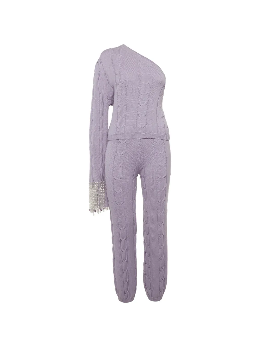 Izaak Azanei cable-knit fringe-detail co-ord set - Viola