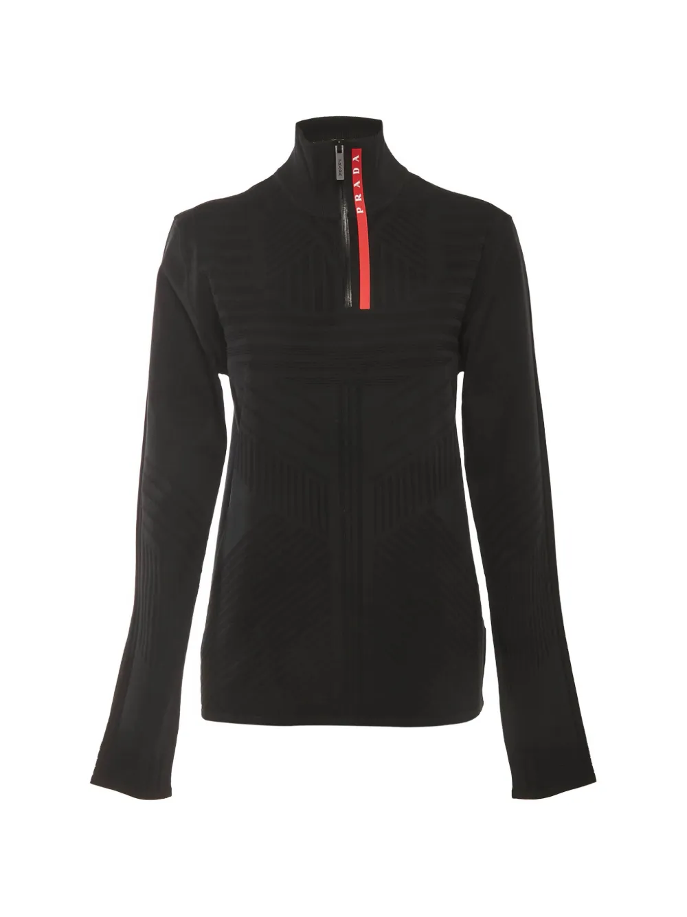 Prada Pre-Owned textured-knit quarter-zip sweater - Nero