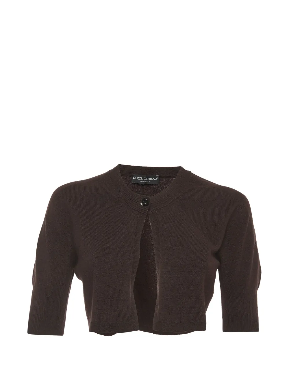 Pre-owned Dolce & Gabbana Cropped Short-sleeve Cardigan In Brown