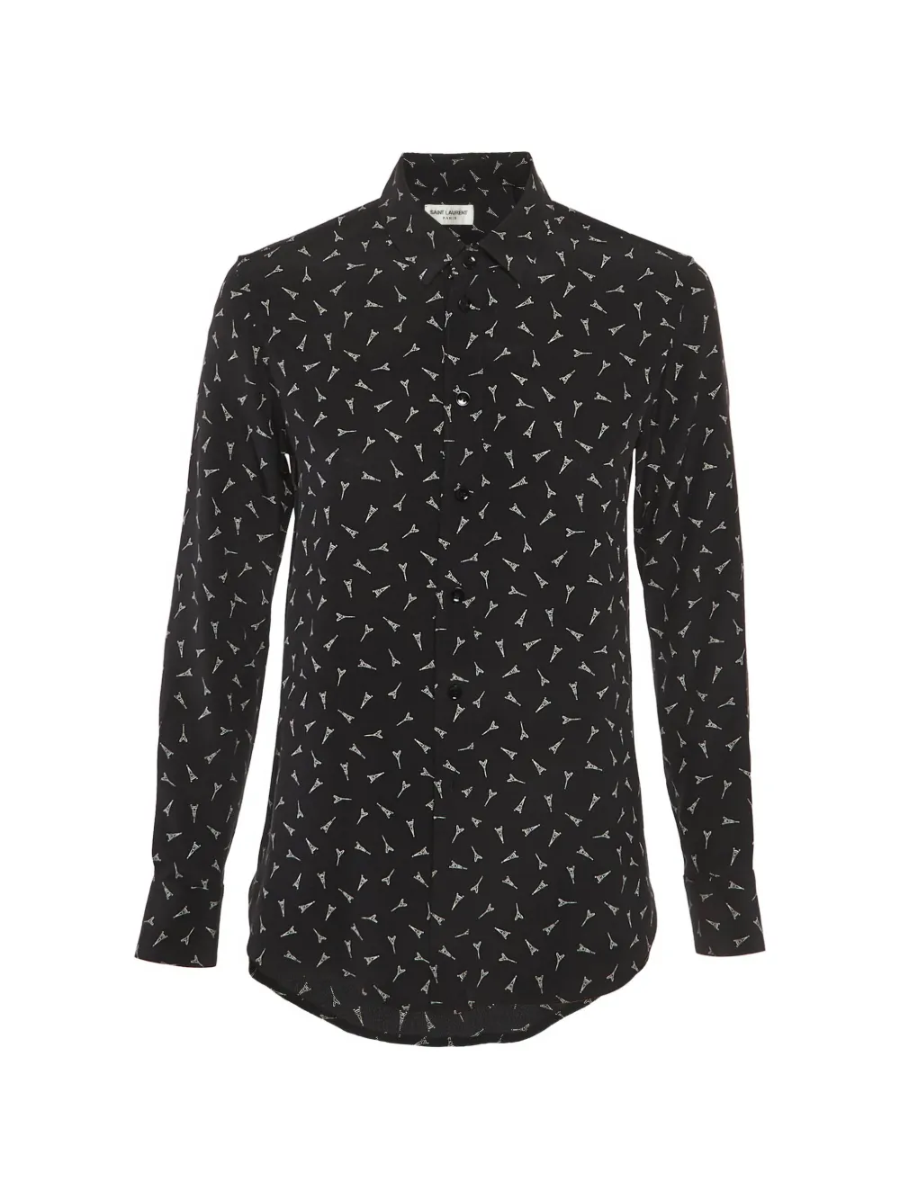 Saint Laurent Pre-Owned Eiffel Tower-print silk shirt - Nero