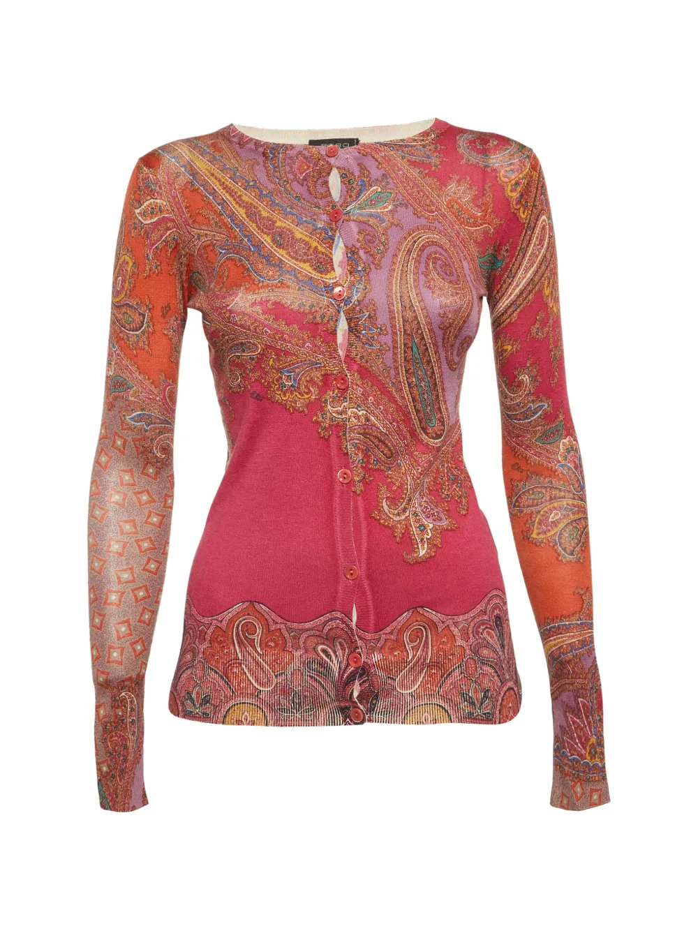 Pre-owned Etro Paisley-print Button-up Cardigan In Pink