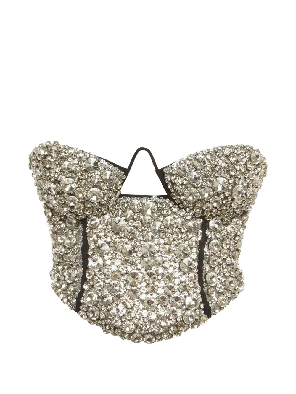 Pre-owned Area Crystal-embellished Corset Top In Black