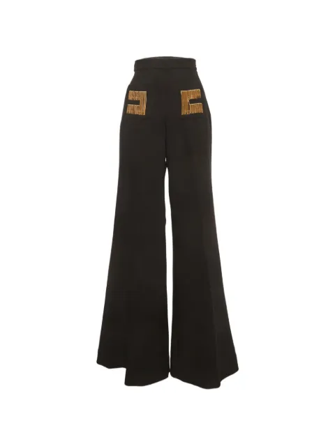 Elisabetta Franchi logo chain-detail bell-bottom trousers