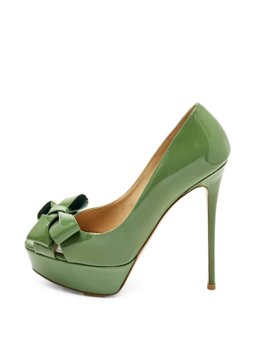 Valentino Garavani Pre-Owned Couture bow peep-toe platform pumps - Verde