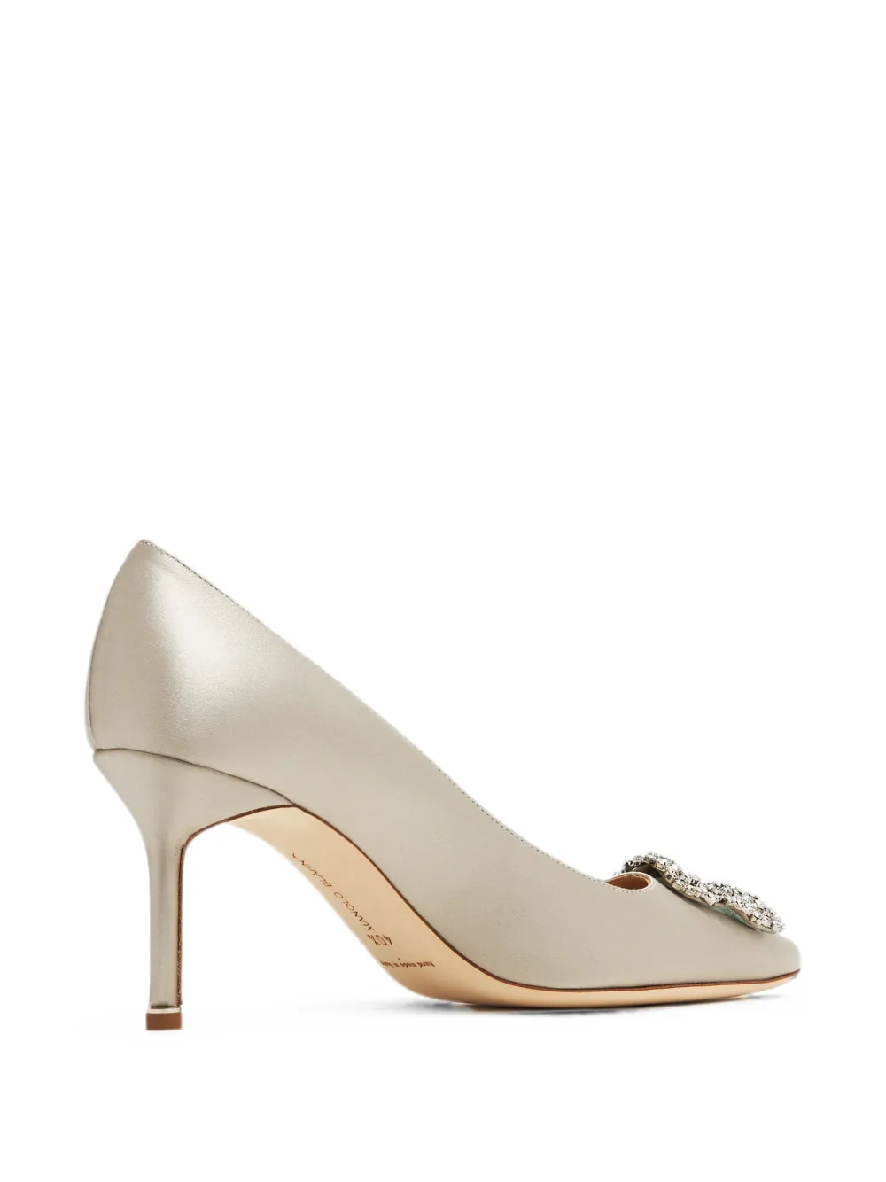 Manolo Blahnik Hangisi 70 crystal-buckle pumps Beige