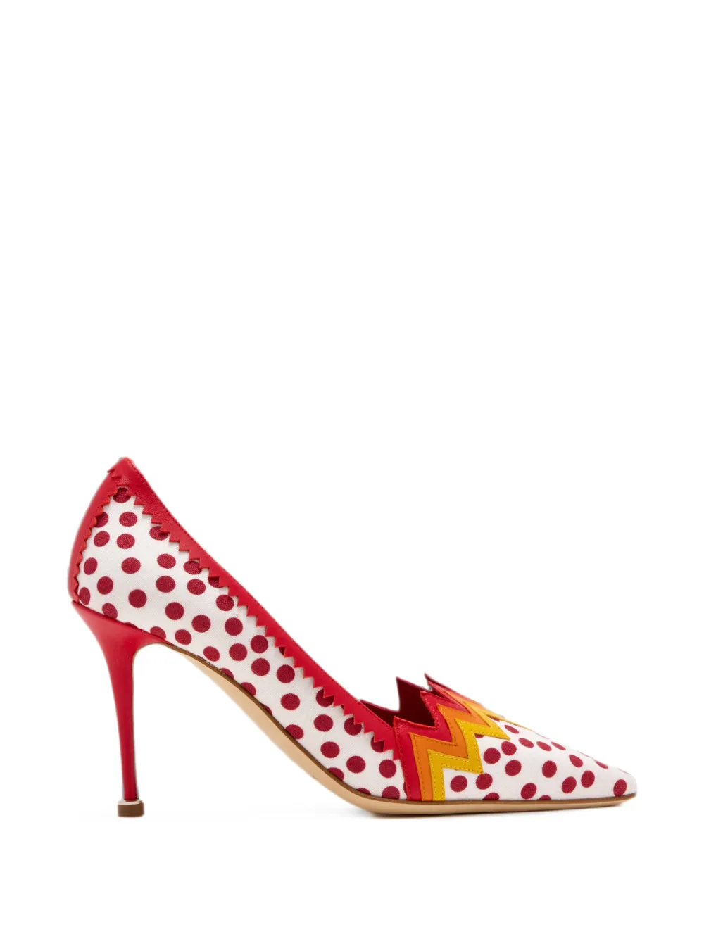 Manolo Blahnik YQUEM pumps met stippen en zigzag-afwerking Wit
