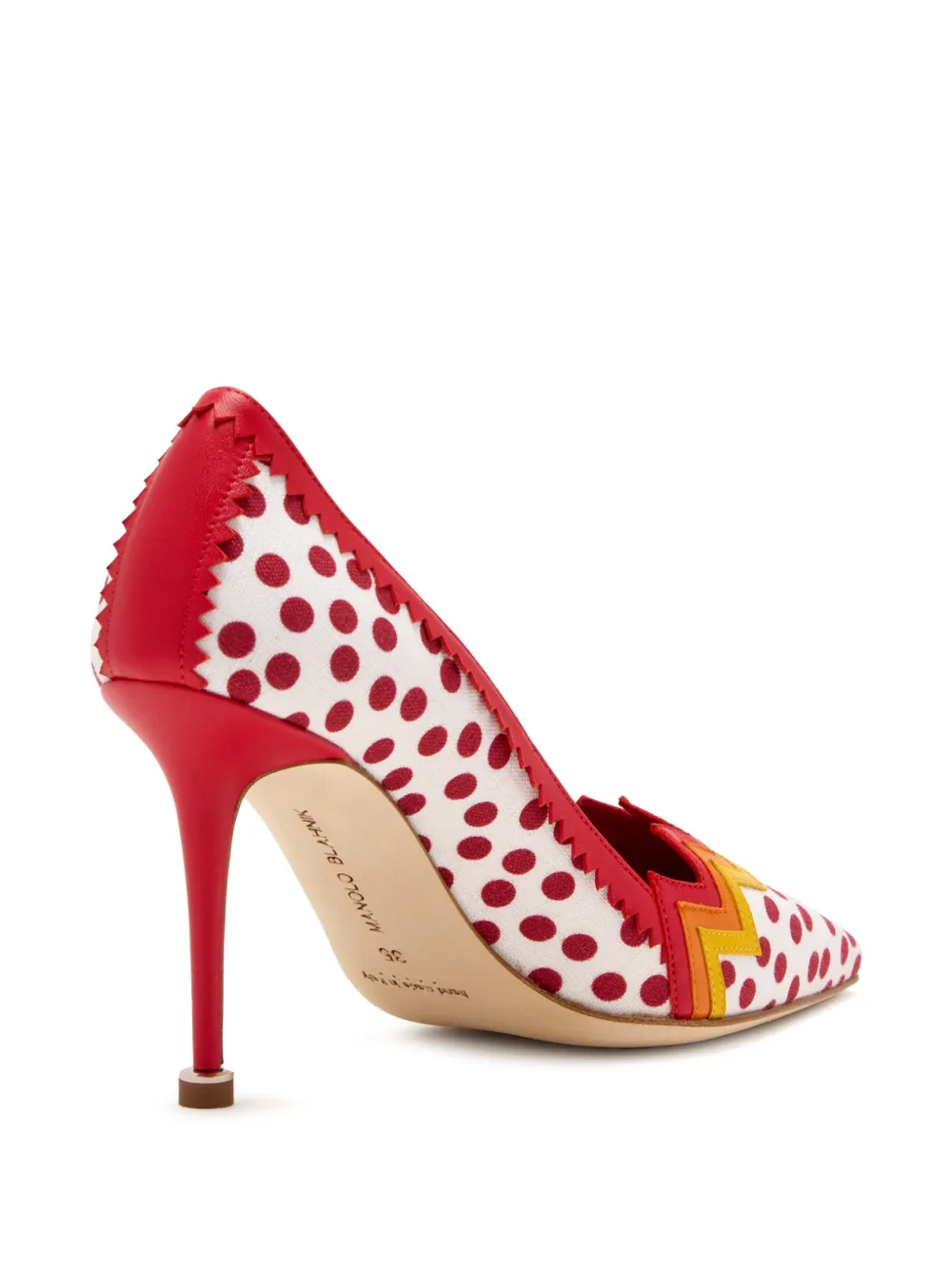 Manolo Blahnik YQUEM pumps met stippen en zigzag-afwerking Wit