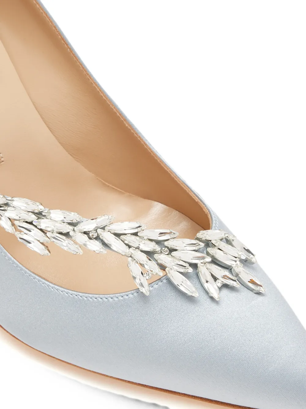 Manolo Blahnik Nadira crystal-embellished satin pumps Blauw