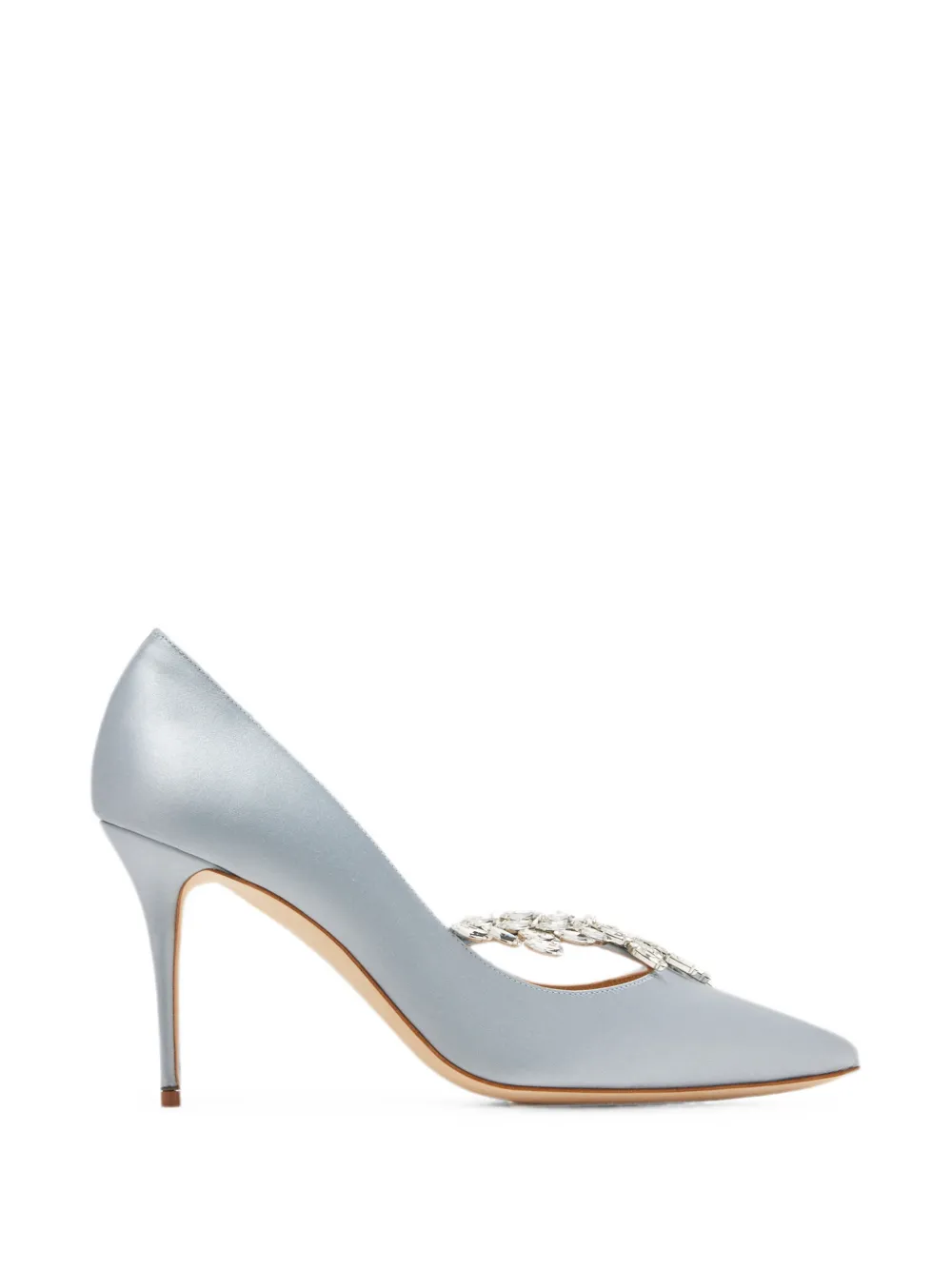 Manolo Blahnik Nadira crystal-embellished satin pumps Blauw