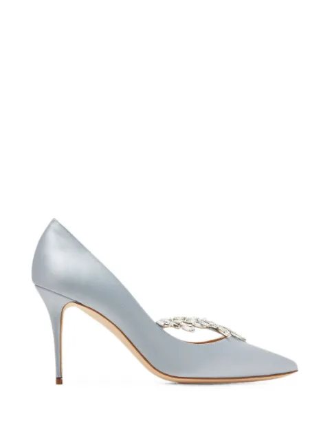 Manolo Blahnik Nadira crystal-embellished satin pumps
