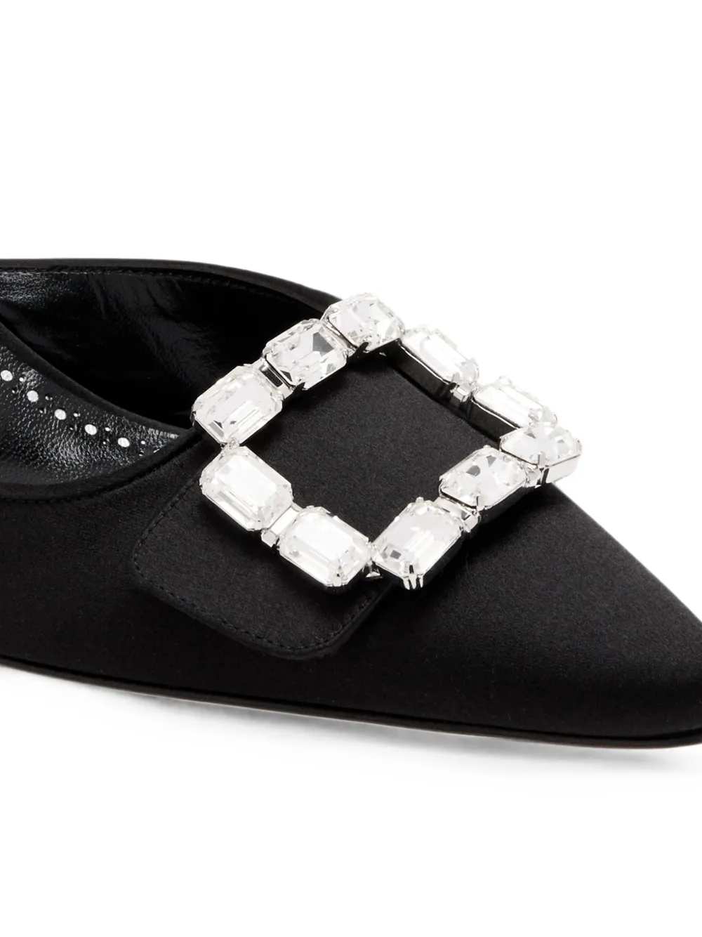 Manolo Blahnik Mayjou crystal-buckle mules Zwart