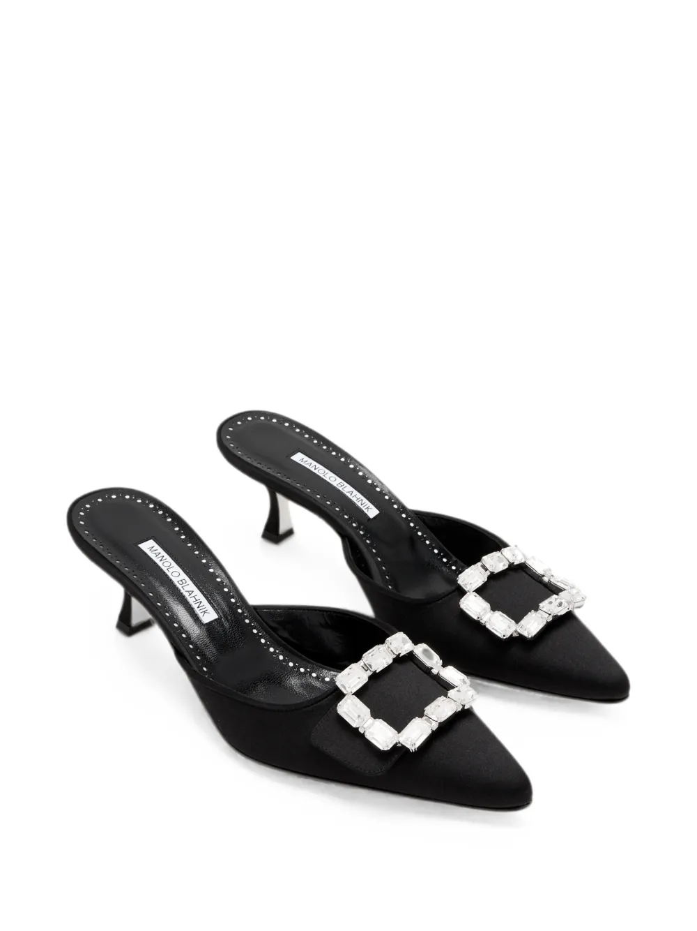 Manolo Blahnik Mayjou crystal-buckle mules Zwart