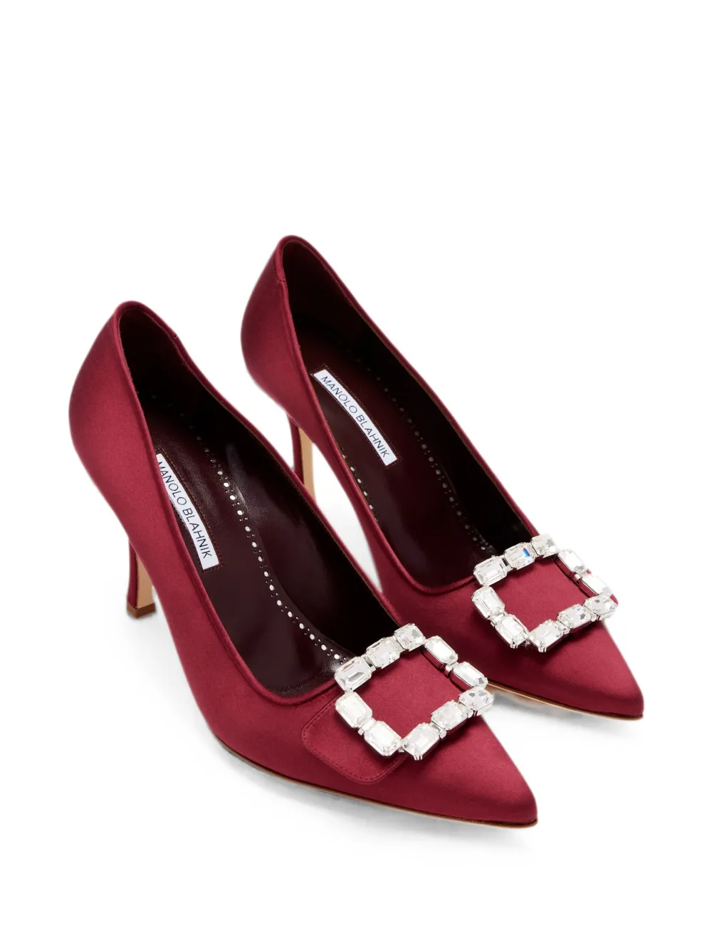 Manolo Blahnik Mayjou crystal-buckle pumps Rood