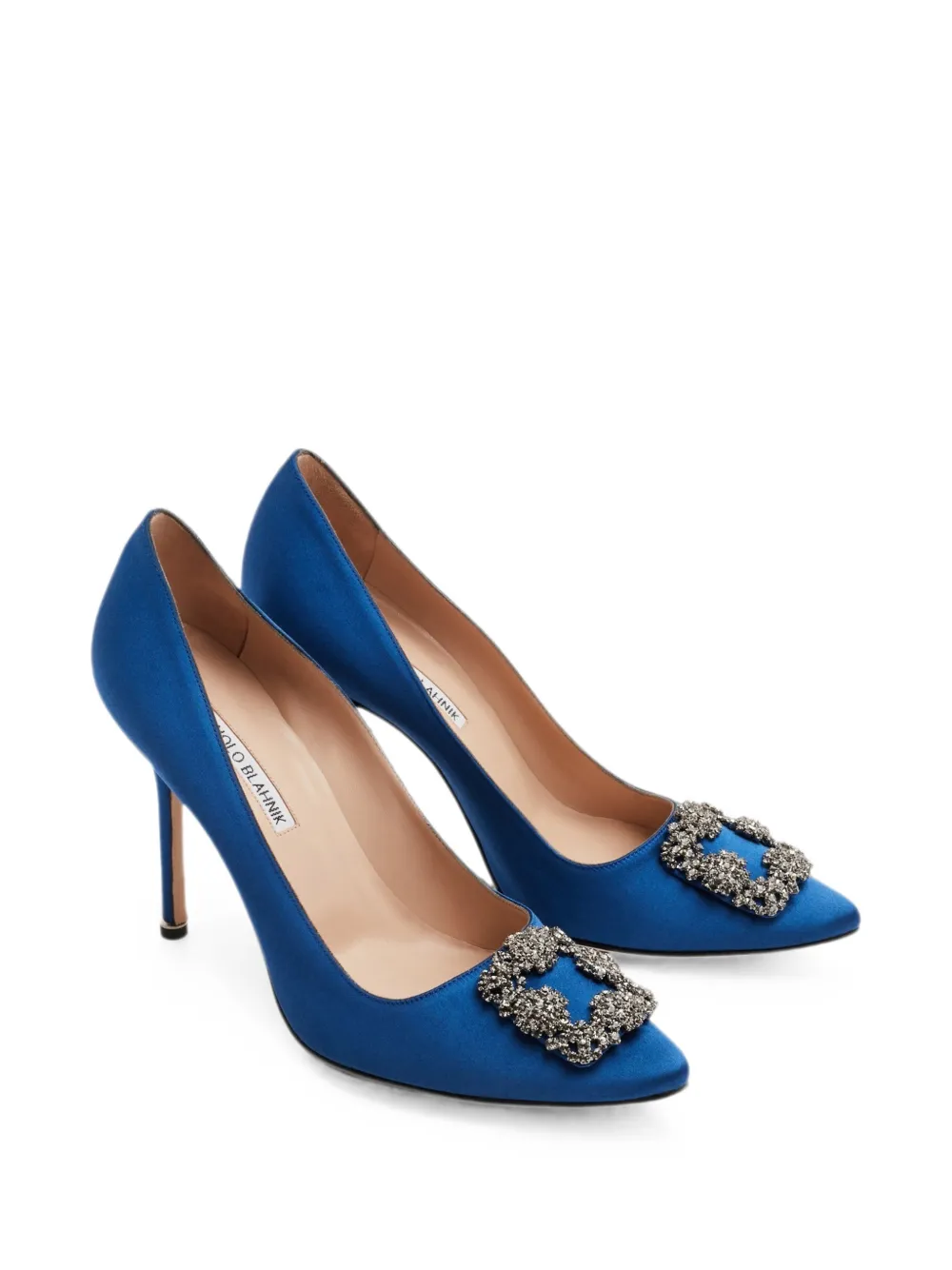 Manolo Blahnik Hangisi crystal-buckle pumps Blauw