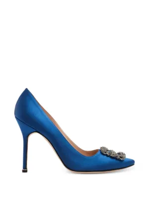 Manolo Blahnik Hangisi 90mm Satin Pumps | Blue | FARFETCH