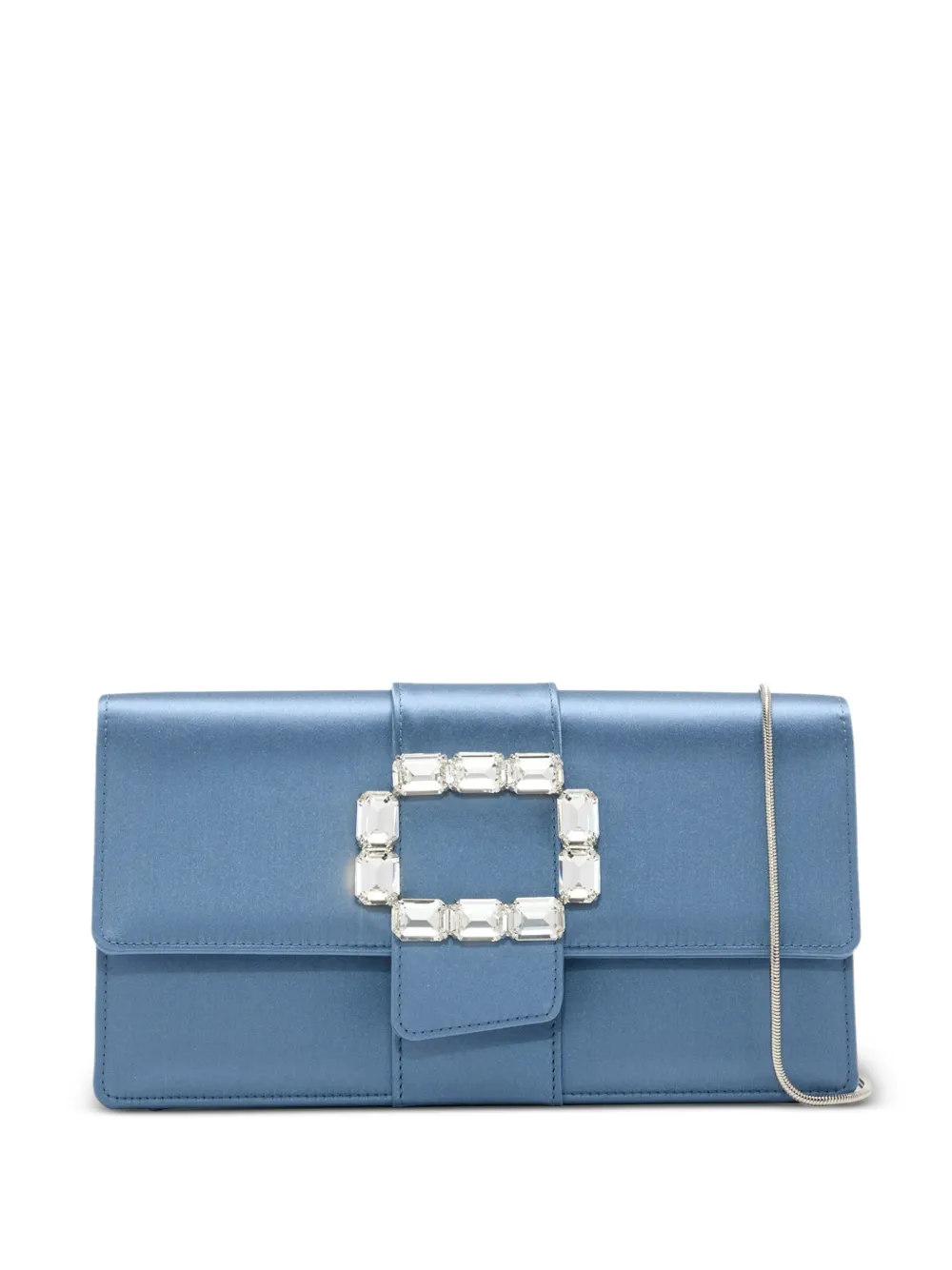 Manolo Blahnik Maycapjou crystal-buckle clutch bag - Blau