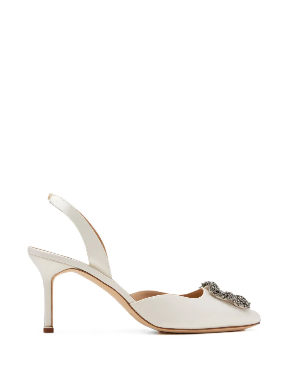 Manolo Blahnik Hangisli crystal-buckle pumps Wit